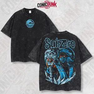 Skull Sub-Zero Mortal Kombat Retro Limited Vintage Lightweight Cotton Washed Tee with Full Size - Perfect Gift for Game and Movie Fans and Lovers MGM