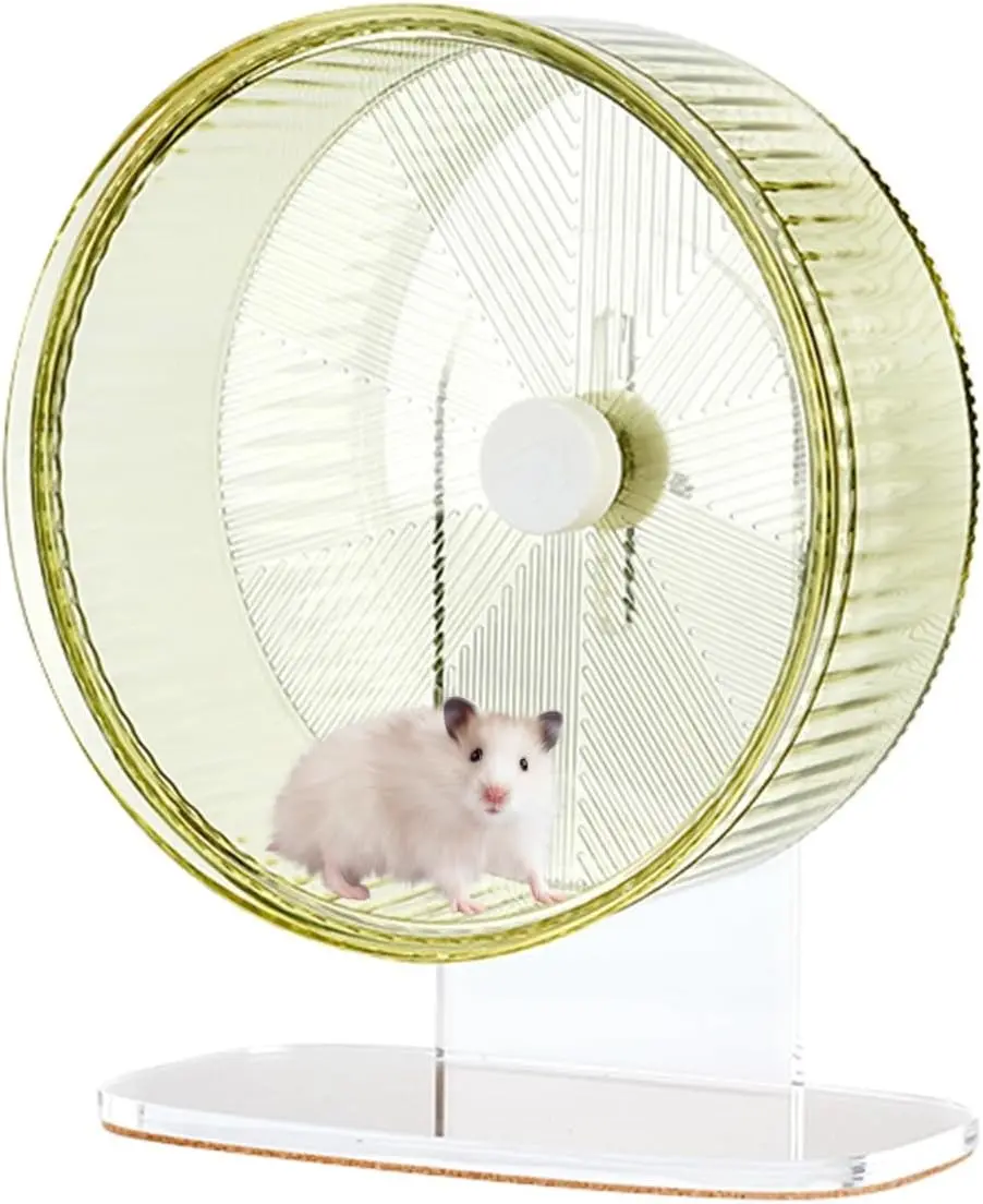 Silent Spin Running Wheel with Height Adjustable Stand for Hamsters Gerbils Mice and Other Small Animals 6.5inch Green