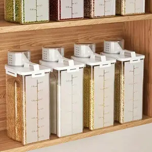 sealed food storage containers with lids - moisture-proof and leak-proof, suitable for grains, nuts, flour, rice - portable kitchen organizer