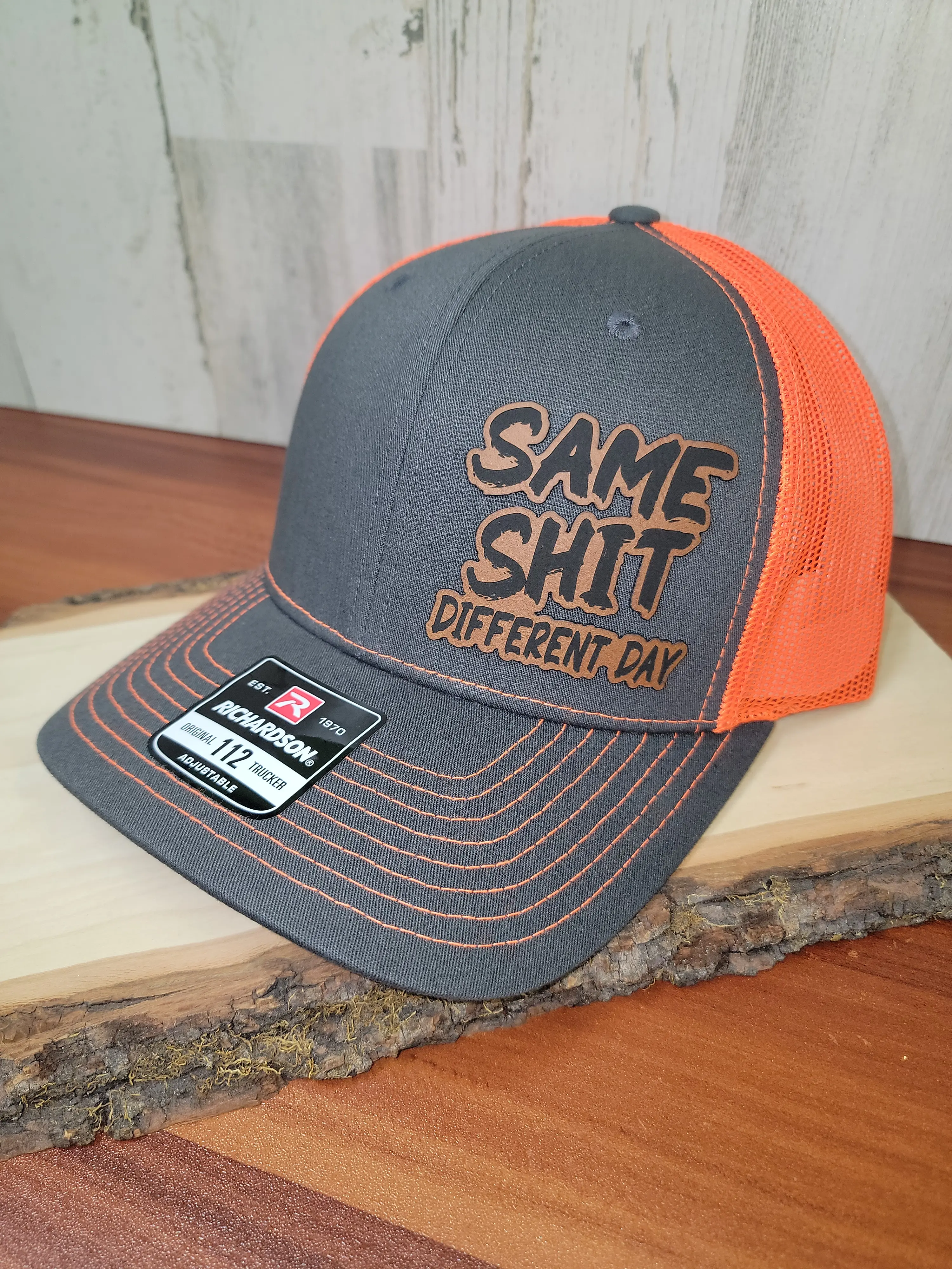 Same Sht Different Day Mens Hat - Richardson 112 or Fitted Dome Mesh Cap, Adjustable Snapback with Adjustable Strap, Blend Fabric, Casual Wear, 1 Size Fits Most Stylish Cap