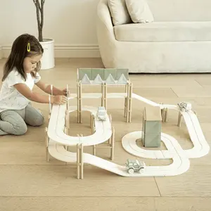 Square House Race Car Track Building Block Educational Toy Set Magnetic Tiles Magnet Playset 3 LED Car STEM Learning Construction (Opaque 200 Piece Race Track Set)