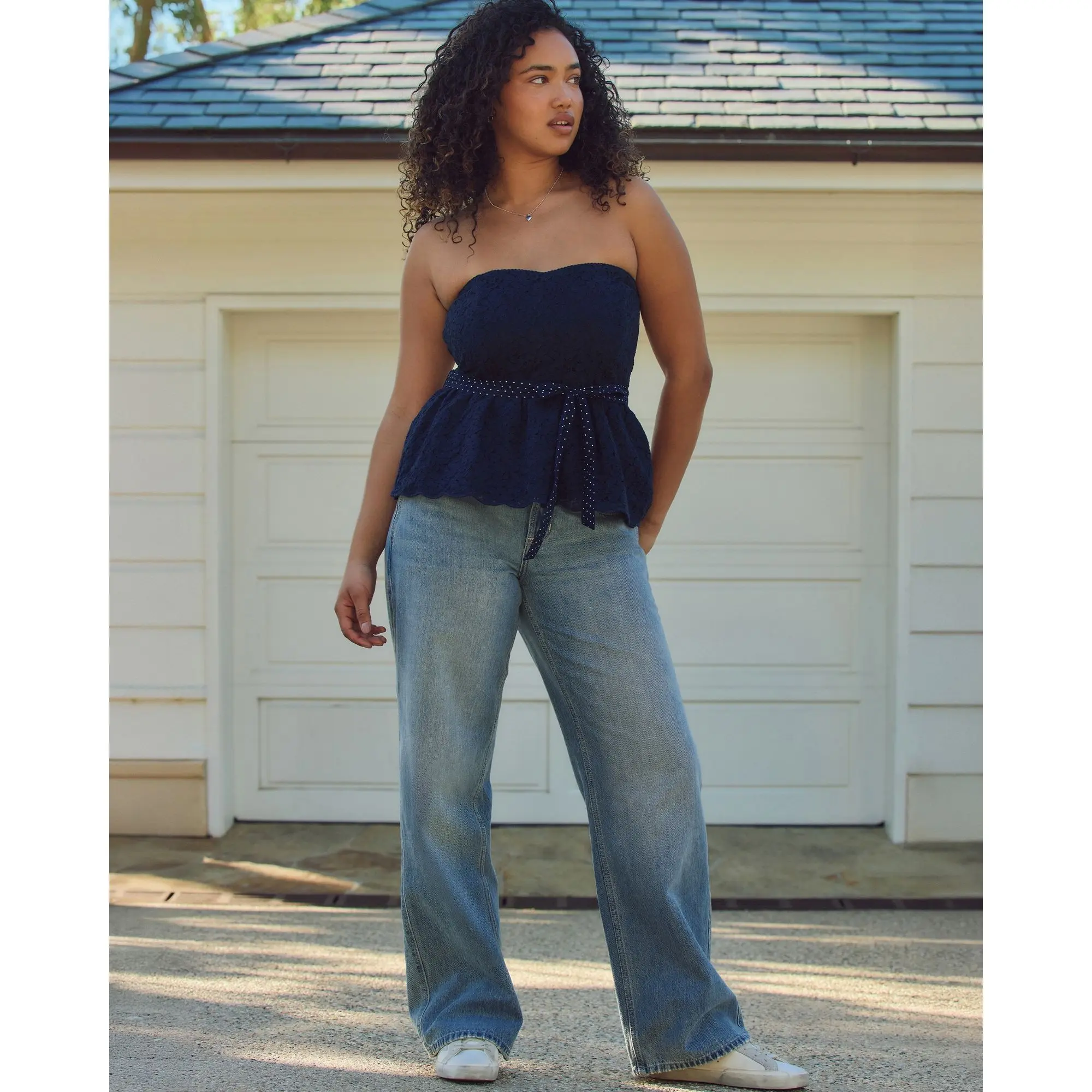 Hollister Andi Adjustable Waist Low-Rise Light Wash Baggy Jeans