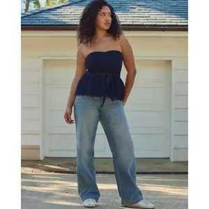 Hollister Andi Adjustable Waist Low-Rise Light Wash Baggy Jeans