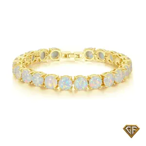 Gold White Opal Tennis Bracelet - Christmas  Trending Bracelet - Perfect Birthday or Anniversary Gift - October Birthstone - Opal Jewelry - Unisex gift