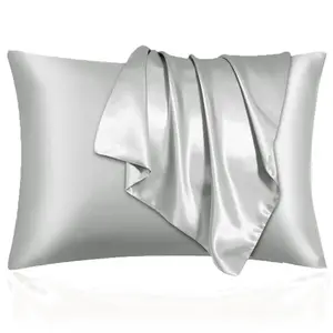 Silver Grey Color Satin Pillowcases, 2pcs/4pcs Envelope Closure, Skin-Friendly Hair-Friendly, Silk Cooling Effect, Perfect Bedroom Accessory, Luxury Sleep Aid, Holiday Gift Choice for Women or Men Aid, Silky Satin Bedding