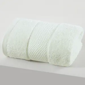 M8896 Woven Striped Luxury Towel (White) | Soft and Skin-Friendly | Woven striped design, simple yet sophisticated | Highly Absorbent | A must-have for bathrooms, hotels, and homes