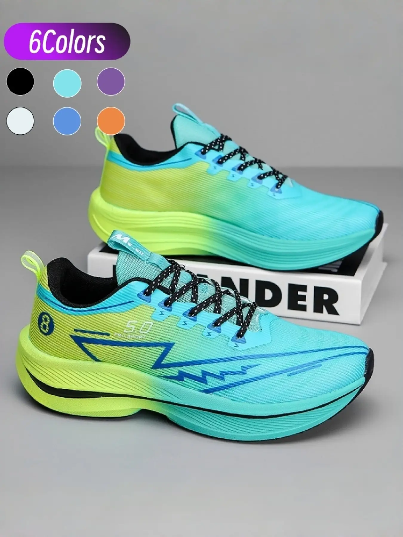 6 Colors Gradient Print Sporty Running Shoes, Supercritical Foam Cushioning, Non-slip Breathable Mesh Sneakers for Men & Women