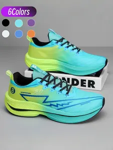 6 Colors Gradient Print Running Shoes, Supercritical Foam Cushioning, Non-slip Breathable Mesh Sneakers for Men & Women
