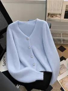 Women's Button Cardigan V Neck Long Sleeve Knitwear For Dating Outings Daily Holiday Spring Wear Tops