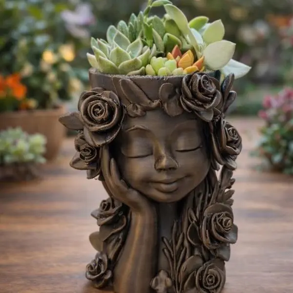 Girl statue planter Girl statue planter