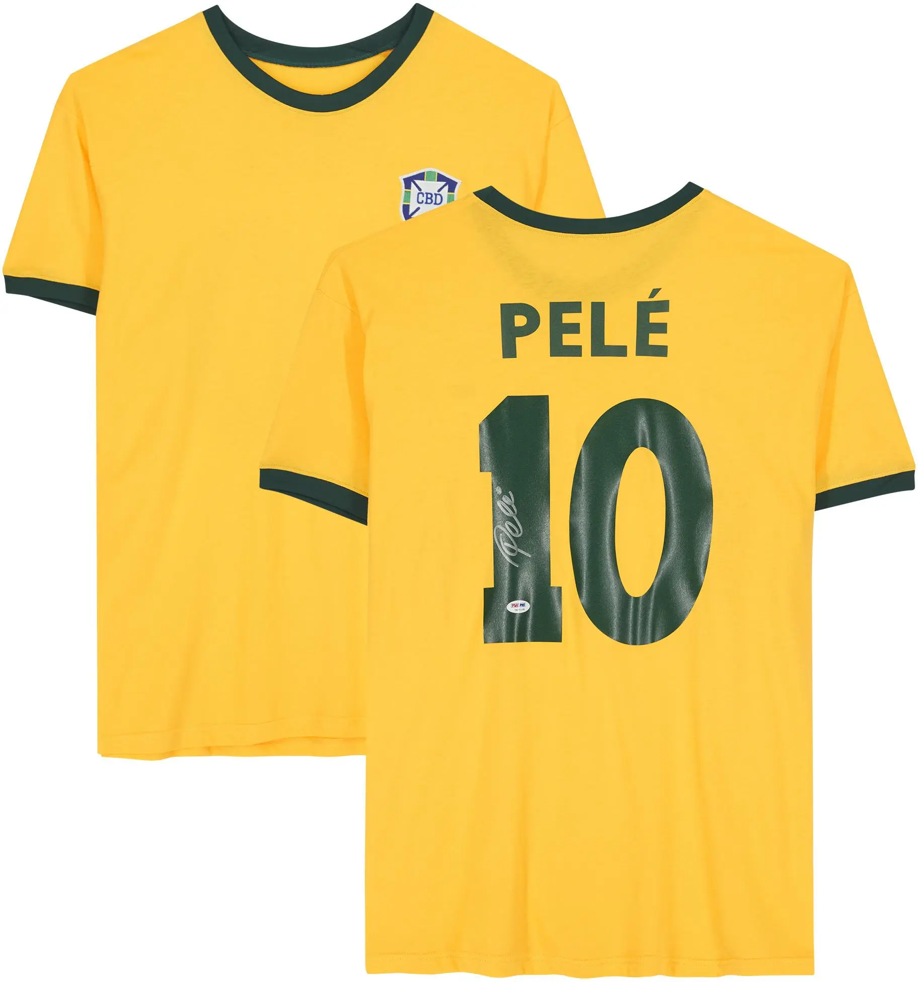 Pele Brazil Autographed Yellow Jersey - Fanatics Authentic Certified