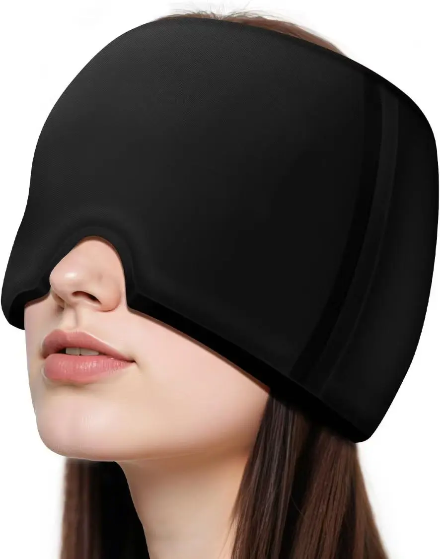 Migraine Relief Cap with Cooling Gel, Hot & Cold Therapy Ice Pack Sleep Mask for Headache, Sinus Pain, Stress & Puffy Eyes