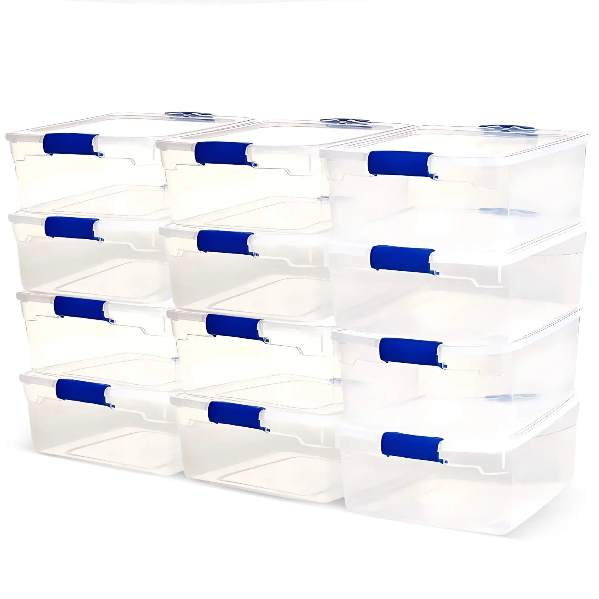 Homz 15.5 Quart Heavy Duty Clear Plastic Stackable Storage Containers, 12 Pack Homz 15.5 Quart Heavy Duty Clear Plastic Stackable Storage Containers, 12 Pack