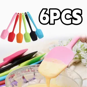 6pcs Silicone Scraper, Mini Silicone Shovel, Jam High-Temperature Cream Shovel, Mixing And Baking Tools, Kitchen Gadgets, Apartment Essentials, pans