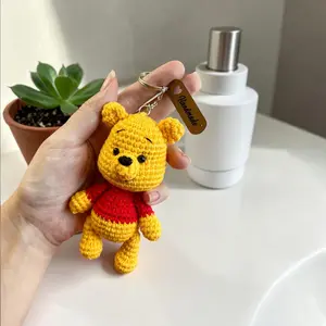 Cute Honey Bear Crochet Keychain Handmade Amigurumi Bear Bag Charm Adorable Cottagecore Design Perfect for Baby Cuddles