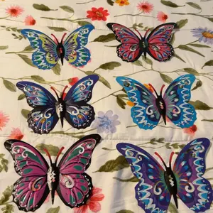 Colorful Butterfly Design Wall Art Decor, 6 Counts/set Hanging Garden Patio Decoration, Iron Fence Yard Wall Ornaments, Modern, Outdoor, Home, Cute, Pink, Exterior, Blue