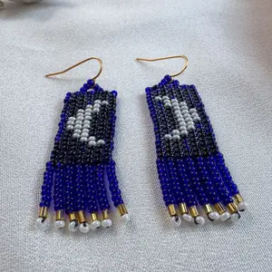 Crescent Moon Seed Beads Earrings for Women