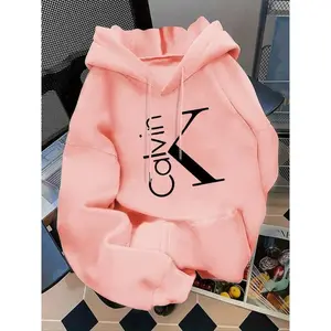 Calvin Letter Print Women's Hoodie - Long Sleeve Sweatshirt with Kangaroo Pocket, Warm Casual Top for Fall & Winter Daily Wear/Commute/clearance delas today/gifts for him/gifts for boyfriend
