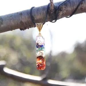 Orgone Chakra Pendant 7 Chakra Stones Necklace Orgonite Pendant with Adjustable Cord Crystals Necklace for Women Men
