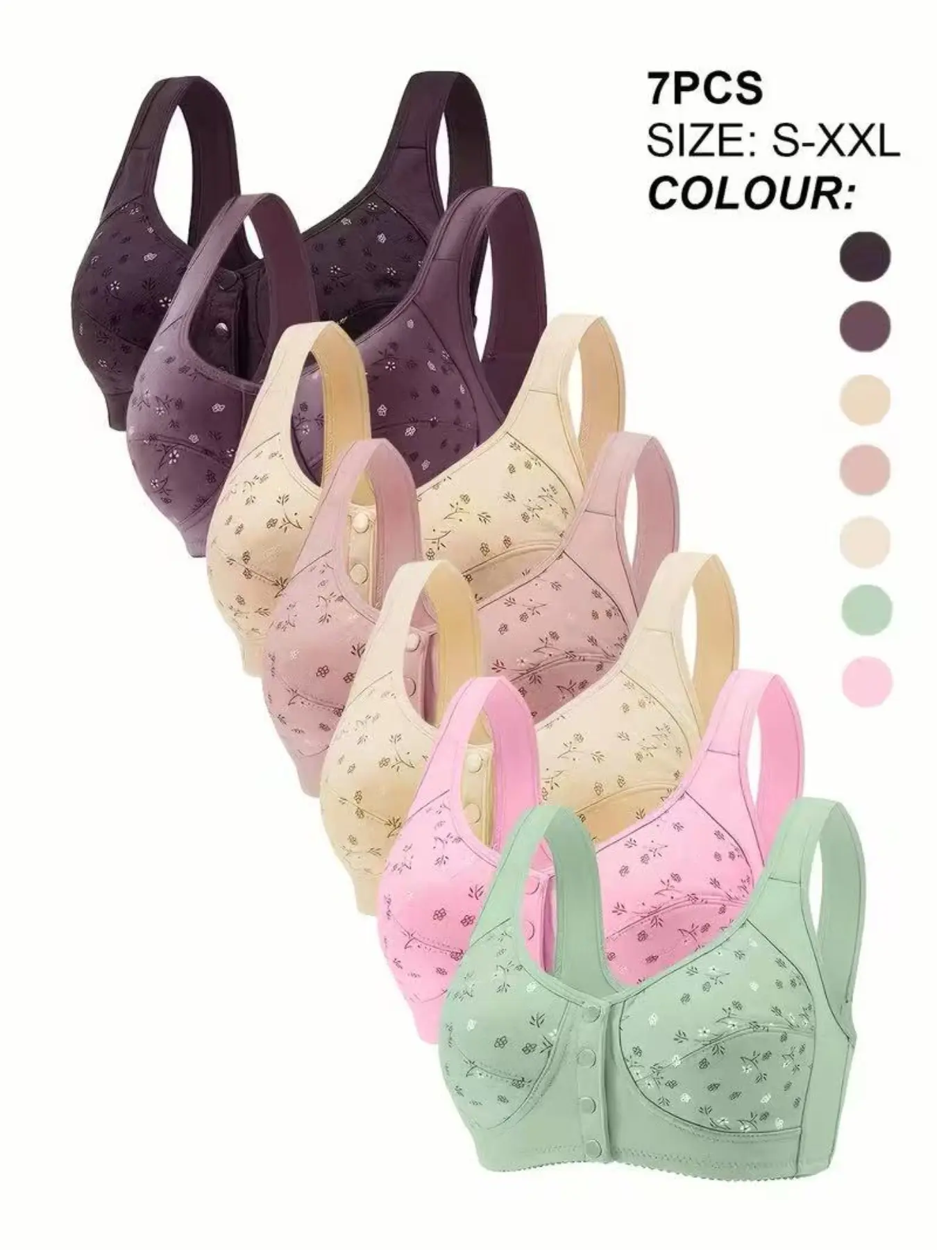 Women's Floral Print Push Up Bra, Casual Soft Comfortable Breathable Medium Bra, Women's Lingerie for All Seasons