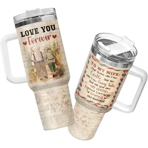 Wifey Tumbler with Handle & Straw, 40oz Vacuum Insulated Wife Coffee Mug, Unique Gifts for Wife from Husband, Her Gifts for Birthday Mothers Day Christmas Valentines