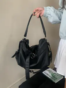 Trendy Large Capacity Motorcycle Bag, Fashionable Casual Shoulder Clutch, Versatile Commuter Crossbody Tote, Stylish Underarm Satchel