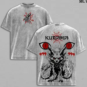 Naruto Kurama Sharingan Tee Washed – Vintage Washed Naruto Inspired Anime Graphic T-Shirt & Hoodie, Nine-Tails Fox Fan Art Design, Oversized Soft Cotton Unisex Streetwear, Casual Anime Apparel, Gift for Naruto Fans 6CN