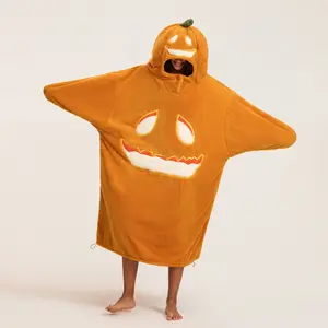 Women Winter Pajamas Cozy Loose Cute Pumpkin Costume Long Sleeve Hoodie Sleepwear for Loungewear Cosplay Halloween Costume,Streetwear, All Saints' Day GraphicHoodies,Winter Homewear Outfits