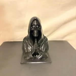 Santa Muerte Statue - Black Hooded Figure with Praying Hands for Decorative Display