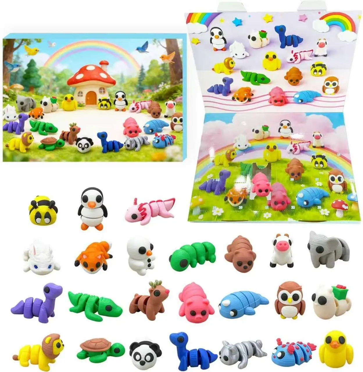 Summer Spring Gift Christmas Advent Calendar 2025 for Kids – 24-Day Holiday Countdown with 3D Printed Animals, Educational STEM Toy Set, Christmas Decorations & Party Favor Gifts