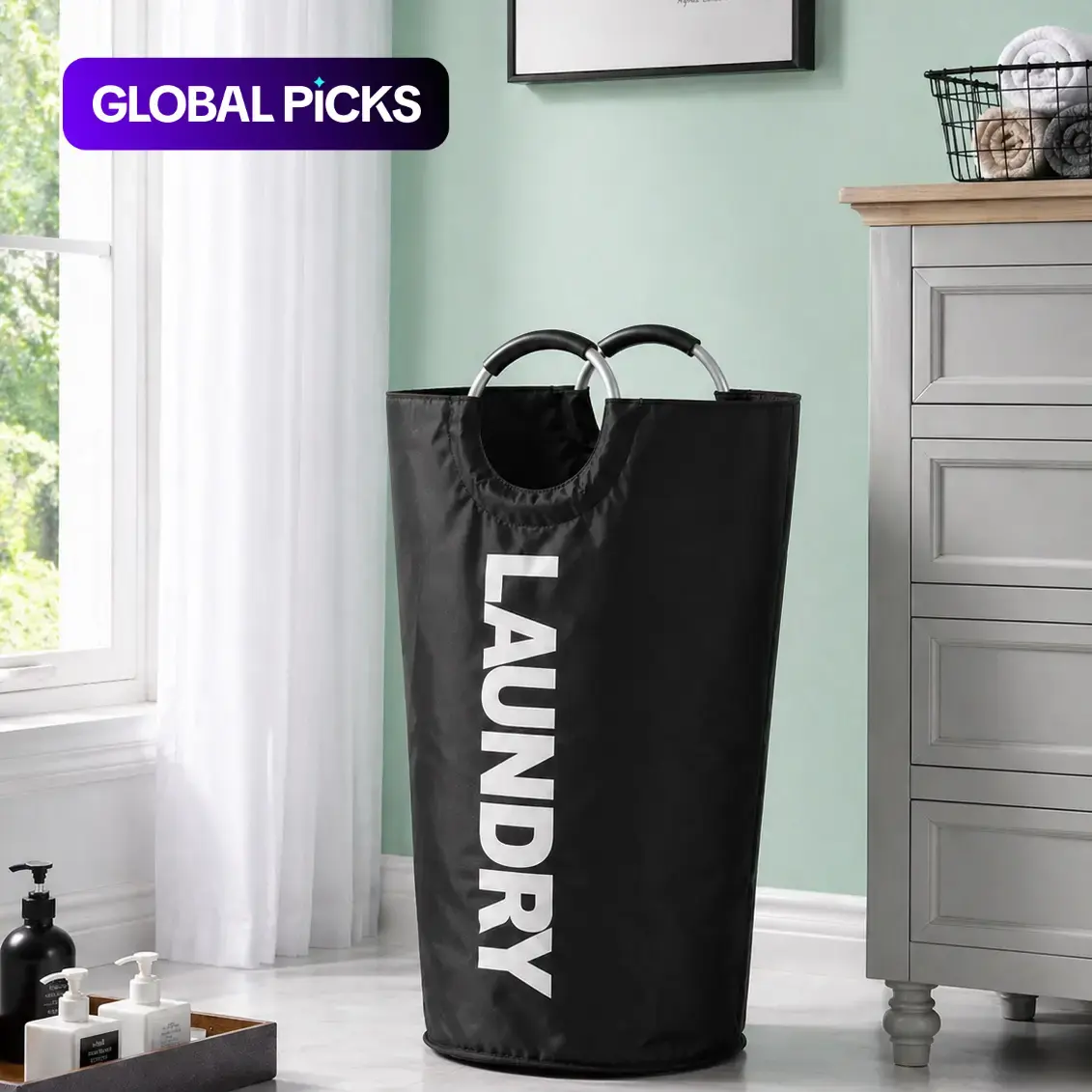 Large-Capacity Laundry Basket with Soft Cushion Handle, Waterproof Laundry Hamper and Bin, Laundry Storage Home Organizer for Laundry Room #GLOBAL PICKS