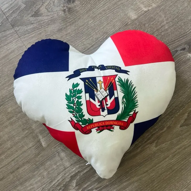 15in Dominican Republic Flag Heart-Shaped Pillow, Whimsical Home Decor for Home, Room & House Decor, Room Decor