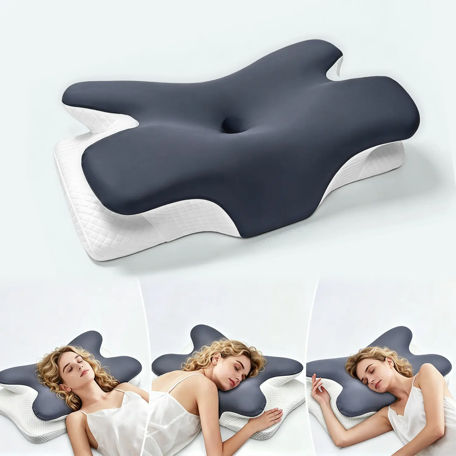 Miyubest Neck Pillow, Head Pillow, Memory Foam Pillow, Ergonomic Pillow, Neck Support Pillow for Side Sleepers, Back Sleepers and Stomach Sleepers