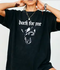 Women's "Bark For Me" Panther Graphic Oversized 100% Cotton Streetwear Gothic Comfy Fit T-Shirt, Summer Piece Top