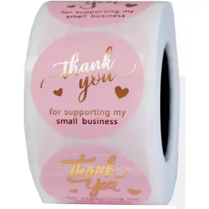 500 Pcs 1.5 Inch Pink and Rose Gold Thank You Stickers for Small Business, Self-Adhesive & Waterproof Stickers with Beautiful Designs, Strong and Durable Envelope Seals IBAKE