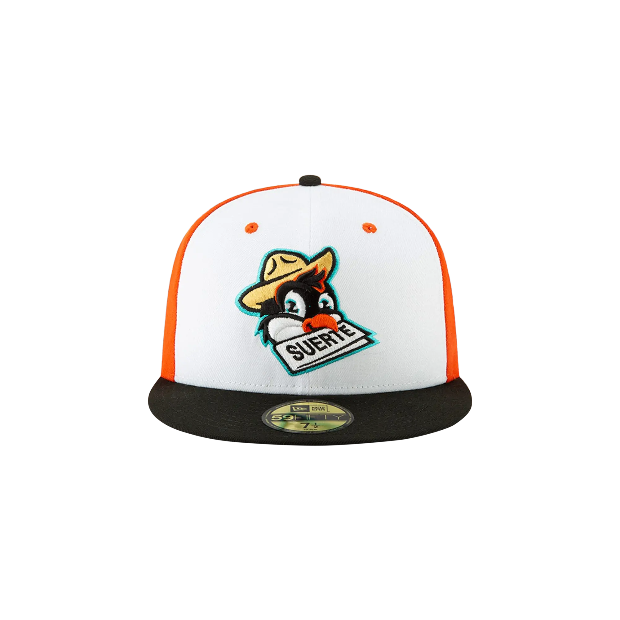 59FIFTY Norfolk Tides 'Copa de la Diversion' Pajaritos De Norfolk Fitted Hat "White and Burnt Orange / Black - Brim" NE720