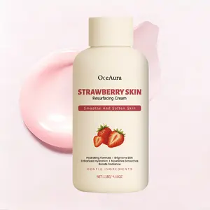 Strawberry Body Resurfacing Cream, Exfoliating & Moisturizing Body Butter with Triple-Acid Complex, Helps Smooth Rough & Bumpy Skin, Deep Hydration for Arms, Legs & Body, Pleasant Strawberry Scent