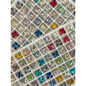 Butterfly Mixed Foiled Pointed Back Crystal Glass Rhinestones For Nails Art and DIY