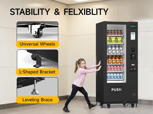 PACAU Commercial Vending Machine for Sale, Refrigerated Vending Machine Snacks and Drinks Combo with Credit Card & NFC Payment, Vending Machine for Home or Office