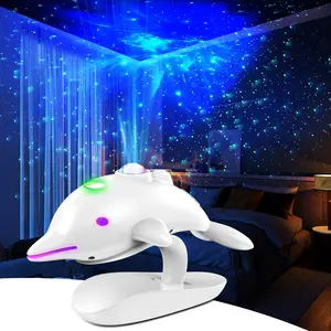 Star Projector Galaxy Night Light, Dolphin Space Projection Lamp, Ceiling LED Strip with Remote, Kids Room Decor, Christmas Birthday Valentine's Day