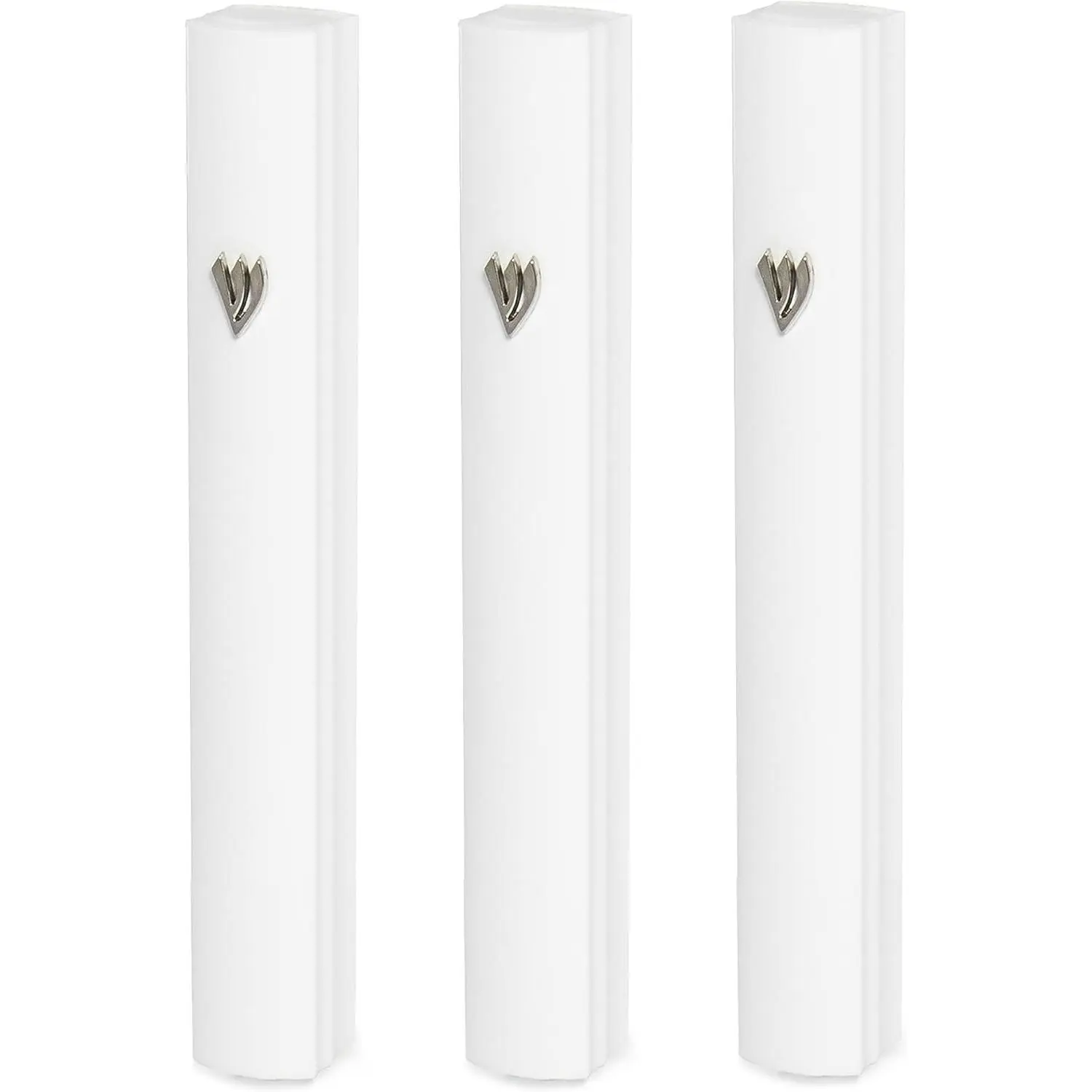 3-Pack Aluminum Mezuzah Case for 4/5inch-10/12cm Mezuzah Scroll, Easy Peel and Stick, Weather Proof Protection, Scroll Not Included (5inch White)