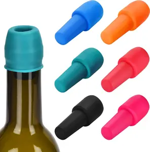 6 Pack Silicone Wine Stopper, Wine Stoppers for Wine Bottles, Wine Seal Stopper Can Be Reused to Keep Wine Fresh, by Brusoon (Multicolor) abc