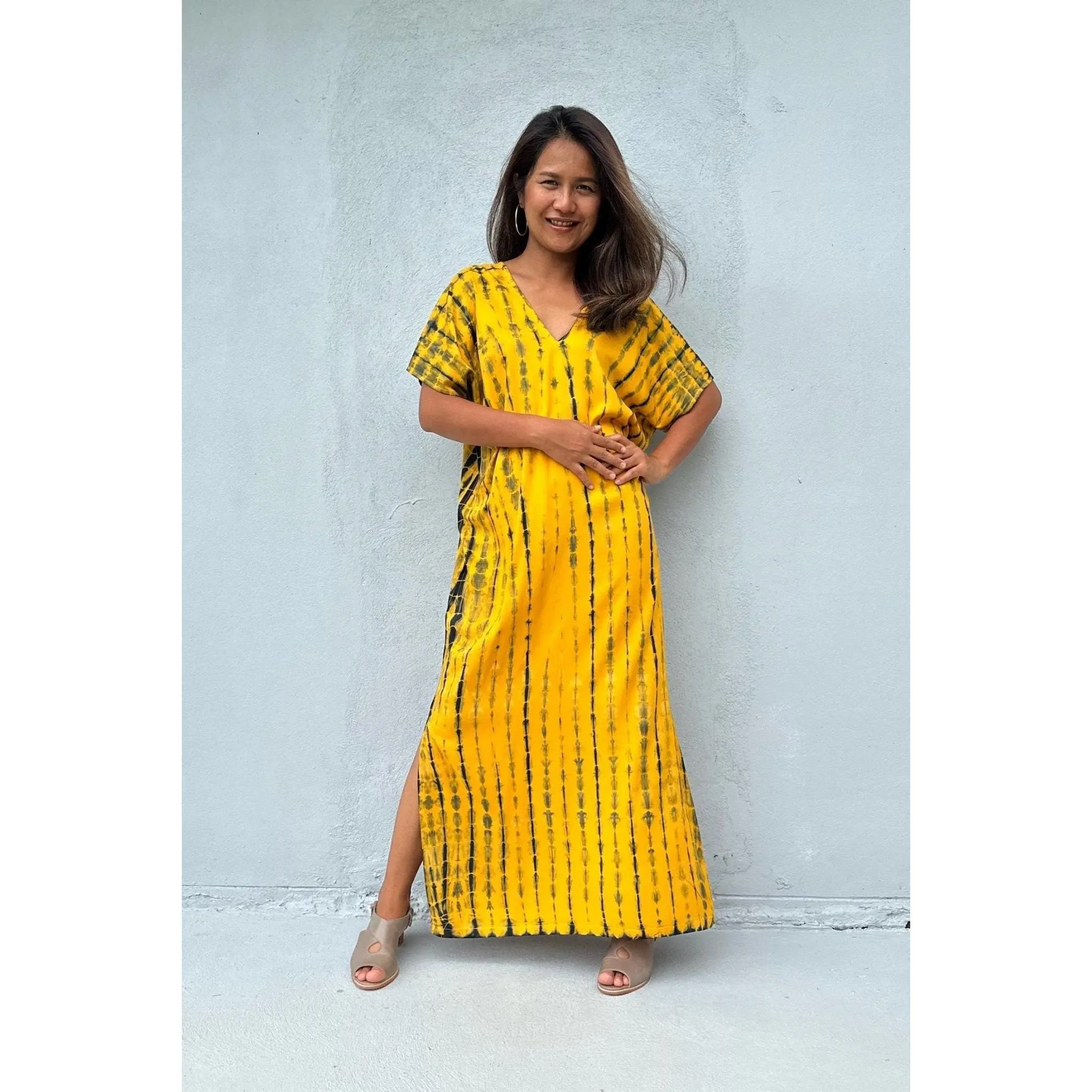 Callie Petite Kaftan in Yellow Tie Dye