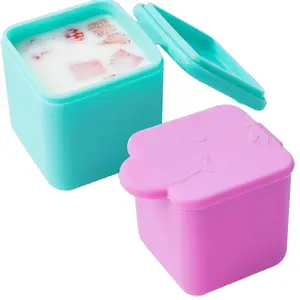 2 pack Leakproof Dips Containers Compatible with Most Bento Lunch Box, 2x 4 oz Salad Dressing Container To Go, Small Silicone Snack Condiment Container with Lids for kids (Pink/Teal)