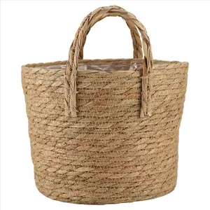 Plant Pots Seagrass Planter Basket Flower Pot Cover Woven Plant Container Vase Wicker Trash