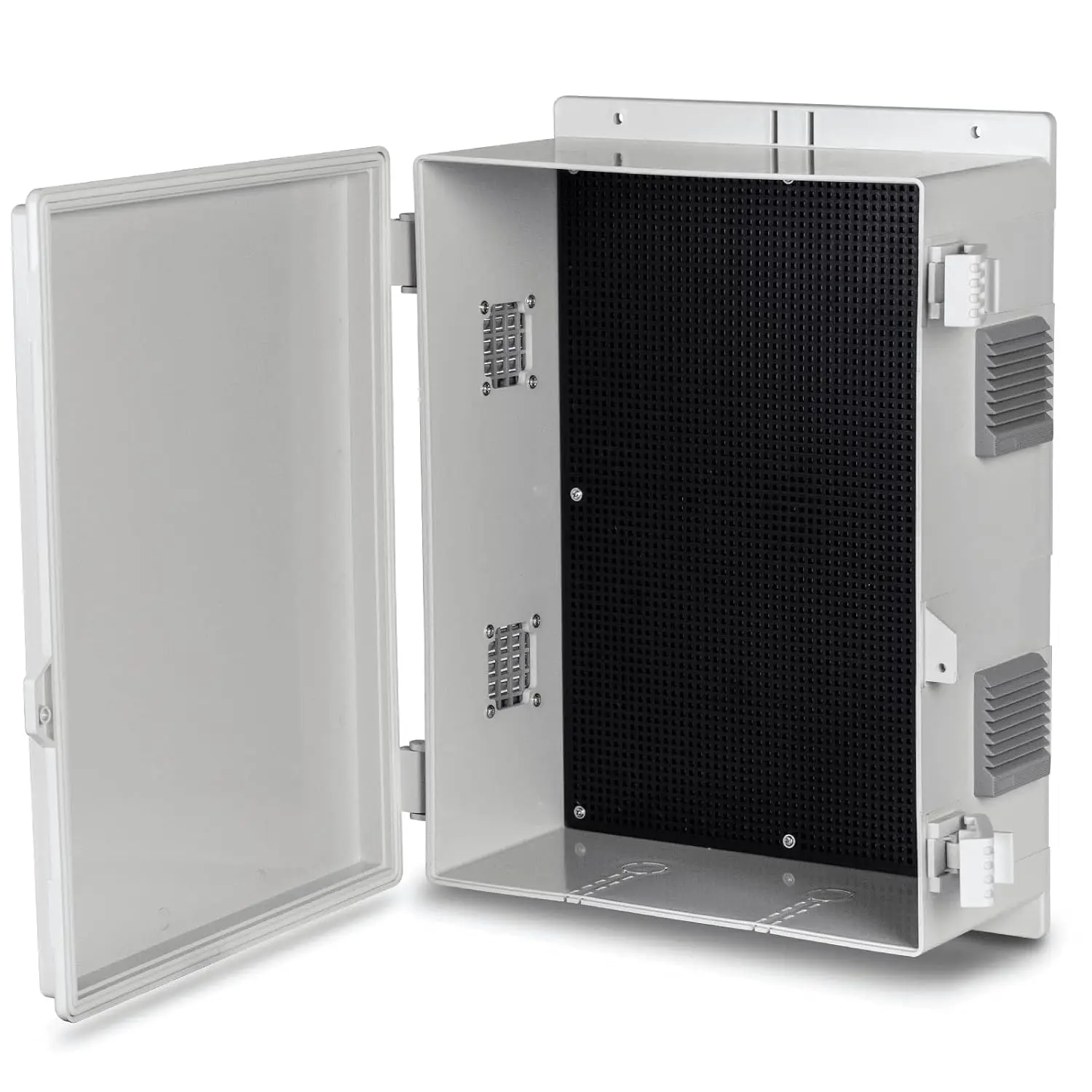 Outdoor Electrical Junction Box, ABS Water Resistant Enclosure with Internal Mounting Panel & Hinged Cover, 15.7" H x 11" L x 5.9" W