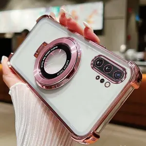 Note 10 Plus Impact Resistant Transparent Plating Phone Holder Case Compatible With for Samsung Galaxy Note 10 Plus Circle Case Cover for Popular