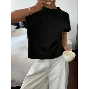 Women's Casual Elegant Short Sleeve Knit Sweater, Suitable For Summer,Knitted Sweater