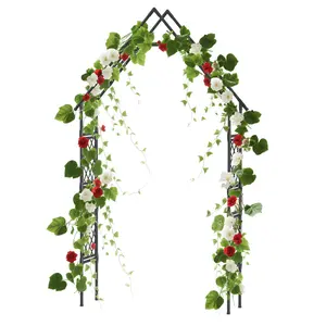 Garvee Iron Garden Arch, 120 x 40 x 240 cm, Weatherproof Metal Garden Fence Arch for Climbing Plants, Decorative Garden Decoration, Metal Arbour, Ideal for Wedding, Outdoor, Lawn, Patio