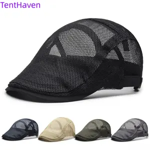 Youth Unisex 2026 Summer Hollow Mesh Beret - Adjustable Sunscreen Hat, British Retro Breathable Sport Street Style Hat for Sports, Outdoor Use